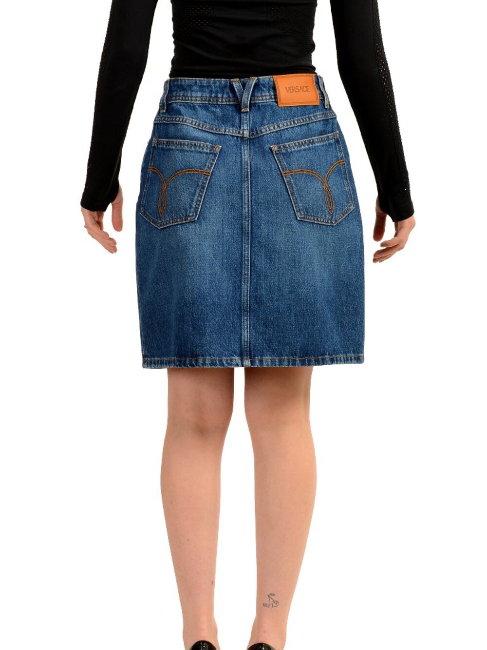 Versace Women's Medium Blue Denim A-Line Mini Skirt US M IT 42 - Picture 3 of 5